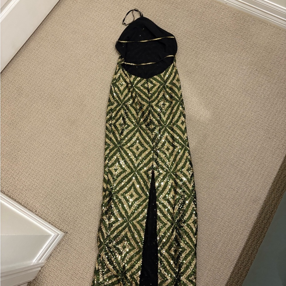Camila Coelho Green and Gold Sequin Maxi Dress - Picture 2 of 4